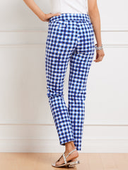 WHITE/BLUE IRIS TALBOTS CHATHAM ANKLE PANTS - GINGHAM | Talbots US