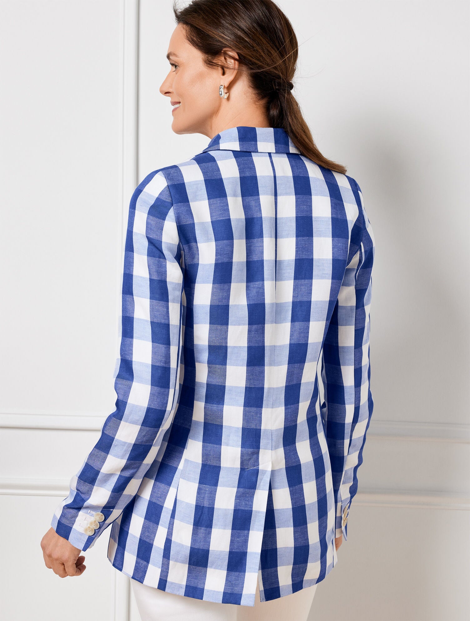 BLUEBERRY HILL/WHITE GINGHAM BLAZER | Talbots online