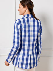 BLUEBERRY HILL/WHITE GINGHAM BLAZER | Talbots online