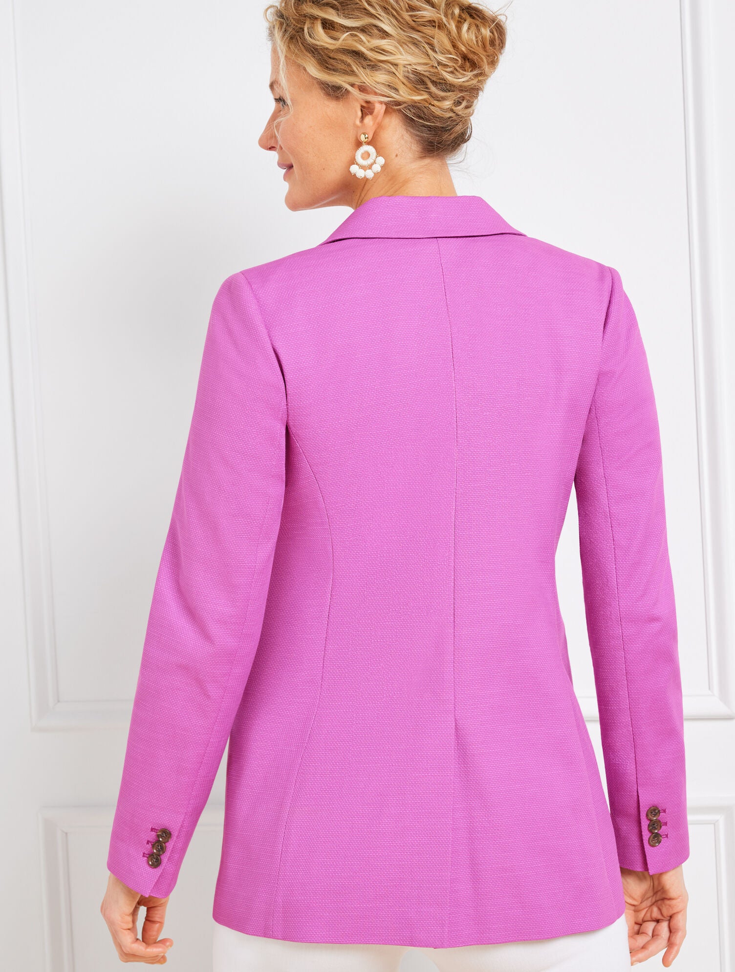 MAUVE BERRY TEXTURED COTTON BLAZER | Talbots on sale