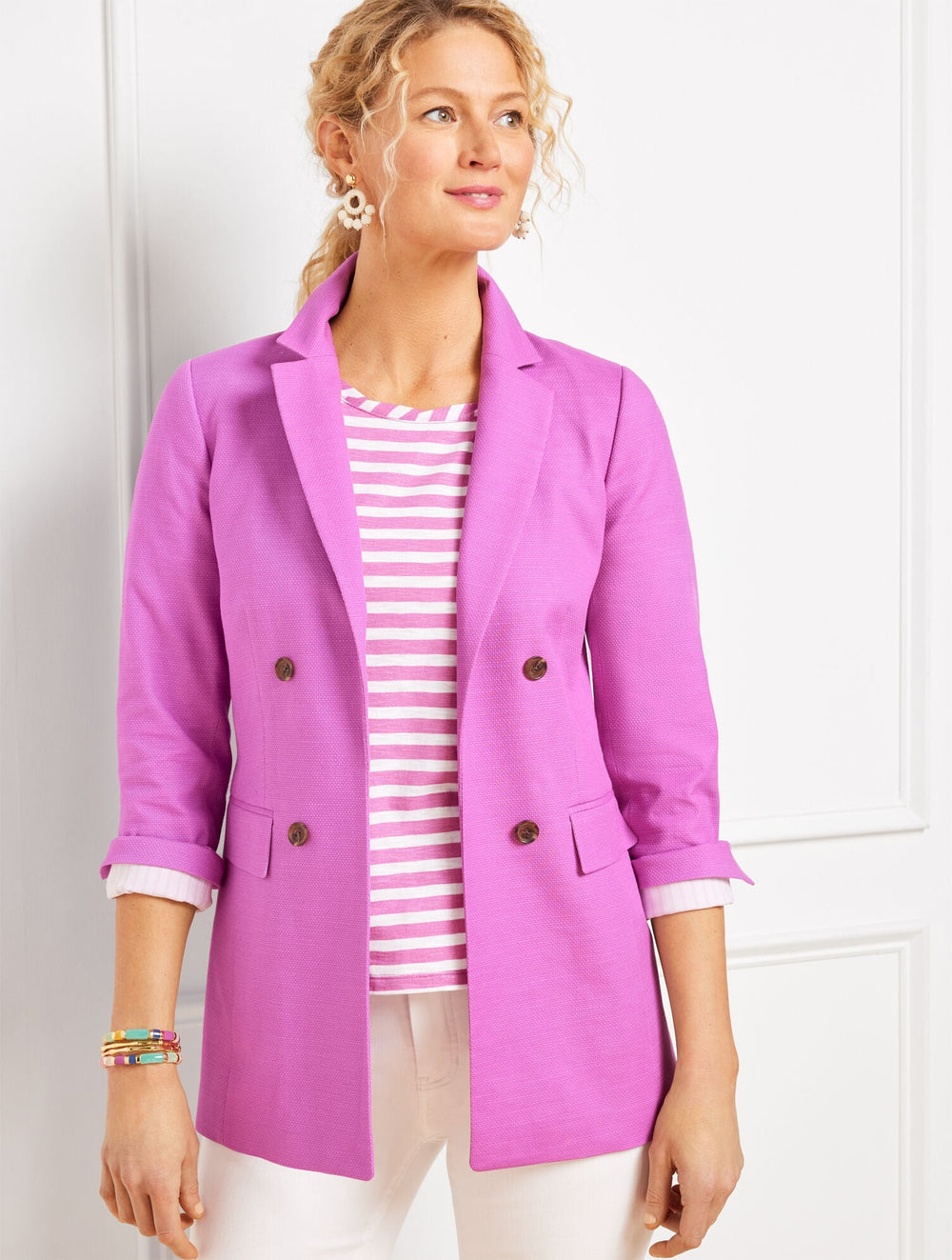 MAUVE BERRY TEXTURED COTTON BLAZER | Talbots on sale