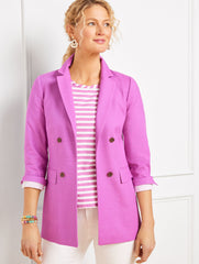 MAUVE BERRY TEXTURED COTTON BLAZER | Talbots on sale