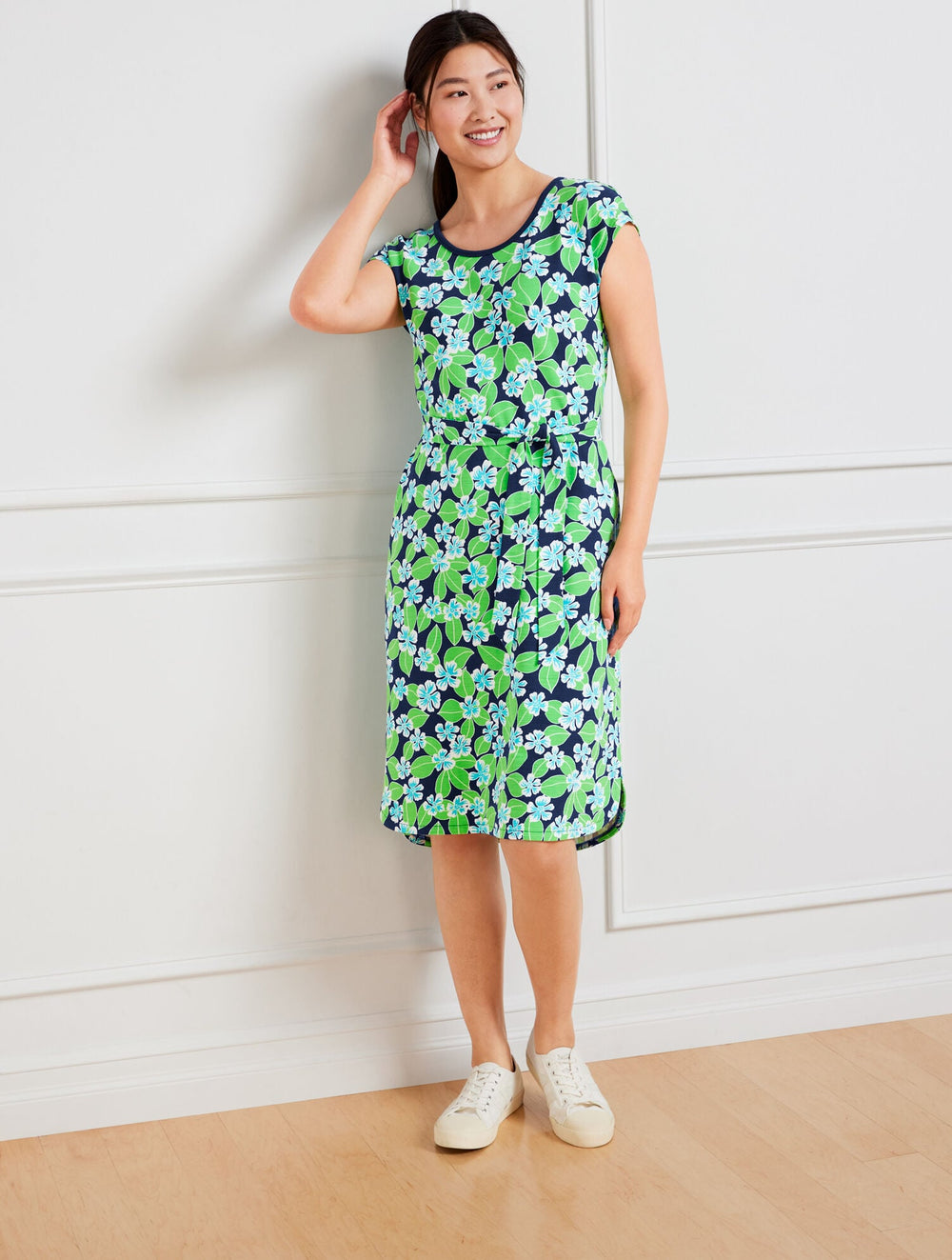 INDIA INK MULTI OPEN BACK SHORT SLEEVE DRESS - FLORAL FIELDS | Talbots for sale