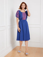 BLUEBERRY HILL CRINKLE GAUZE SQUARE NECK DRESS | Talbots for sale