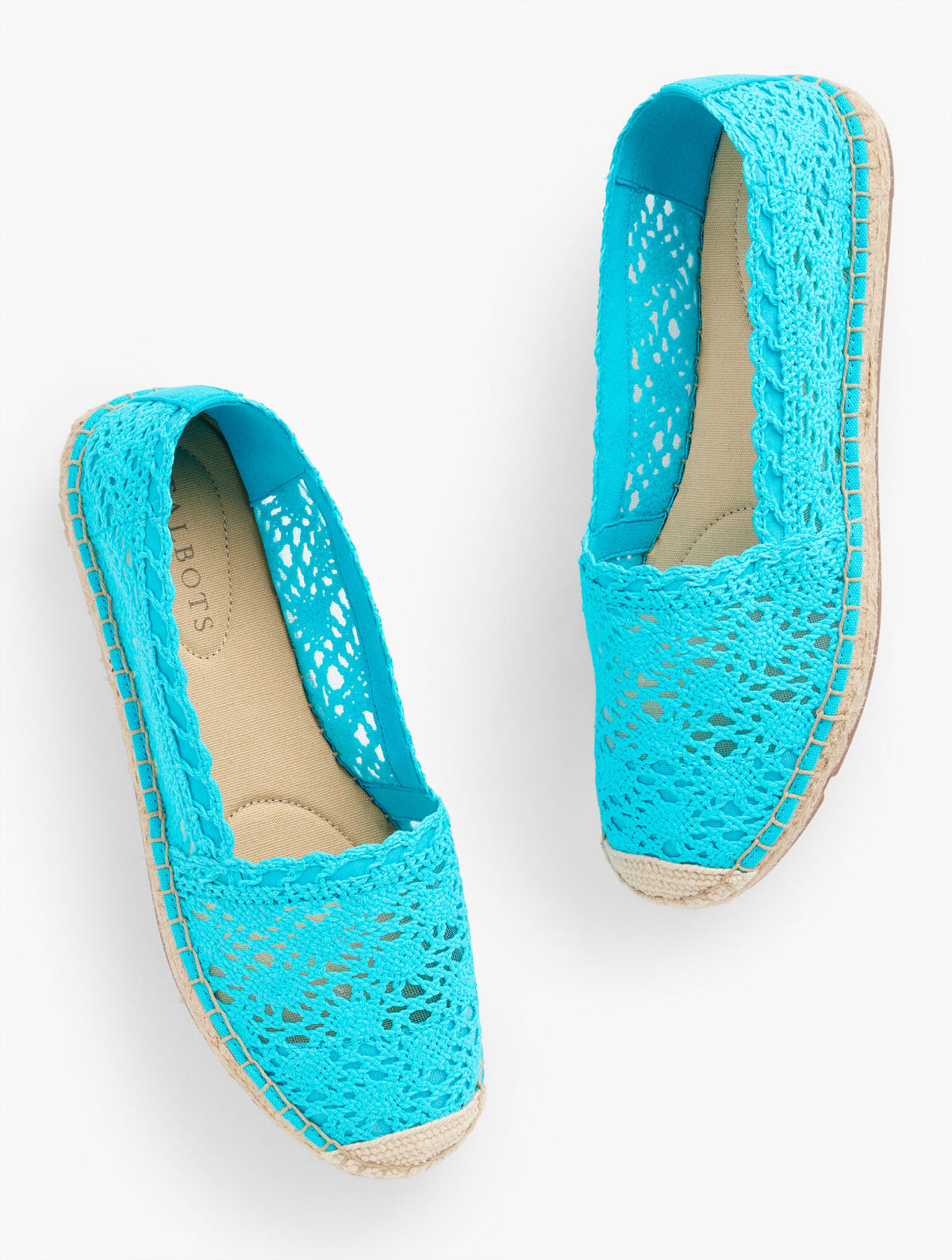 POOL BLUE IZZY ESPADRILLE FLATS - FLORAL HONEYCOMB CROCHET | Talbots discount