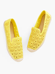 PEAR YELLOW IZZY PERFORATED SCALLOP ESPADRILLE FLATS | Talbots US