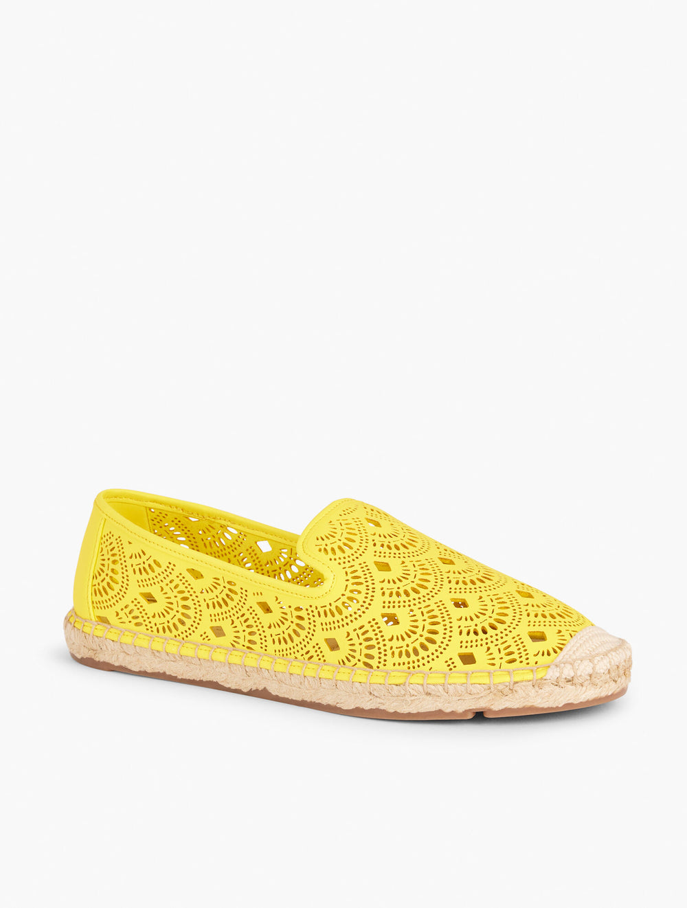 PEAR YELLOW IZZY PERFORATED SCALLOP ESPADRILLE FLATS | Talbots US