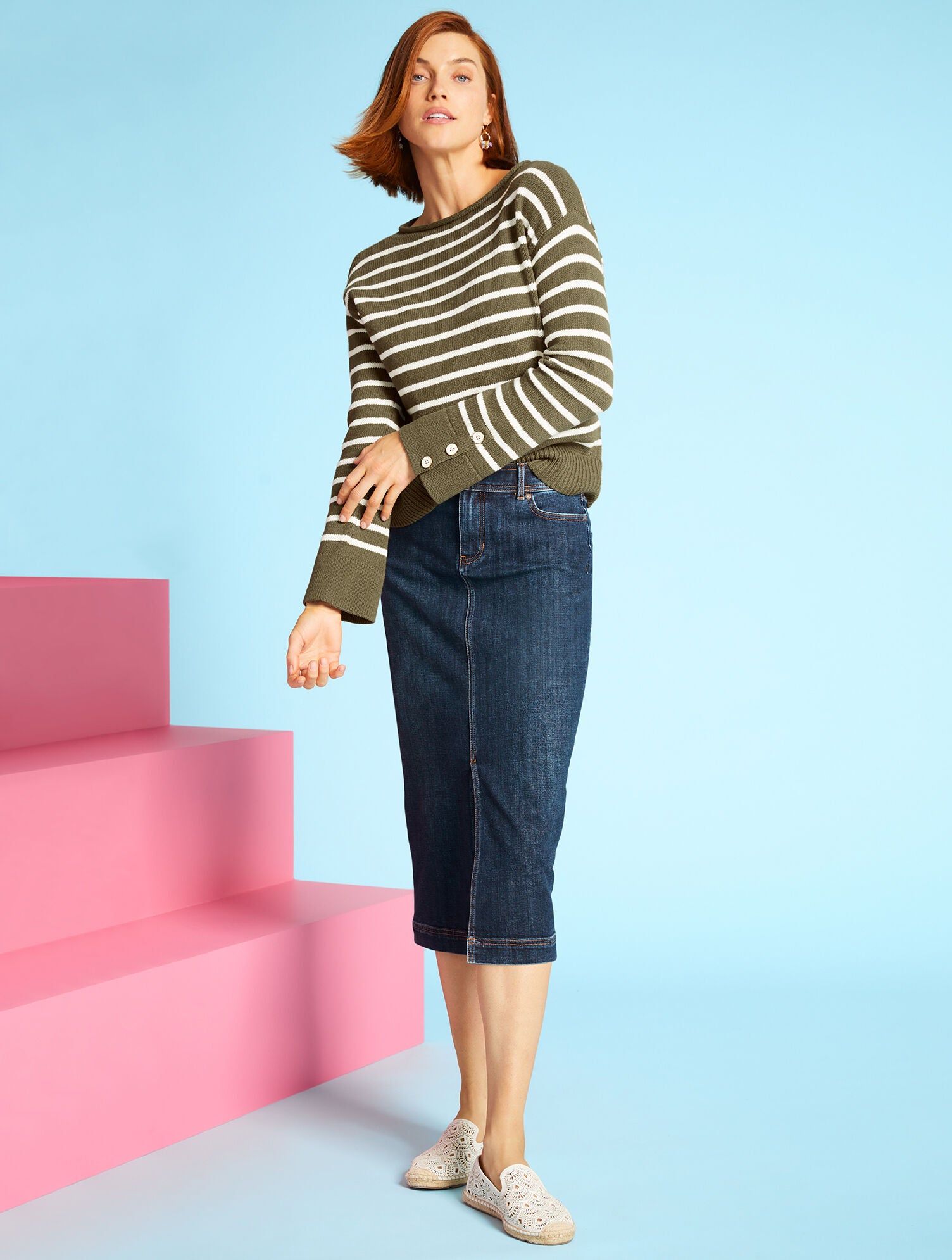PEAR YELLOW IZZY PERFORATED SCALLOP ESPADRILLE FLATS | Talbots US