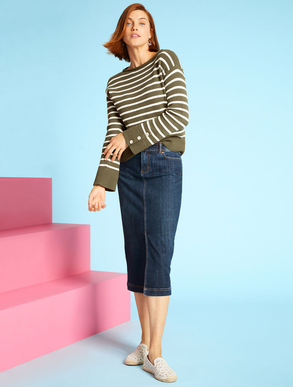 PEAR YELLOW IZZY PERFORATED SCALLOP ESPADRILLE FLATS | Talbots US