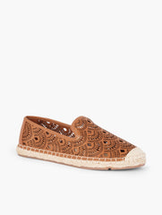 PEAR YELLOW IZZY PERFORATED SCALLOP ESPADRILLE FLATS | Talbots US