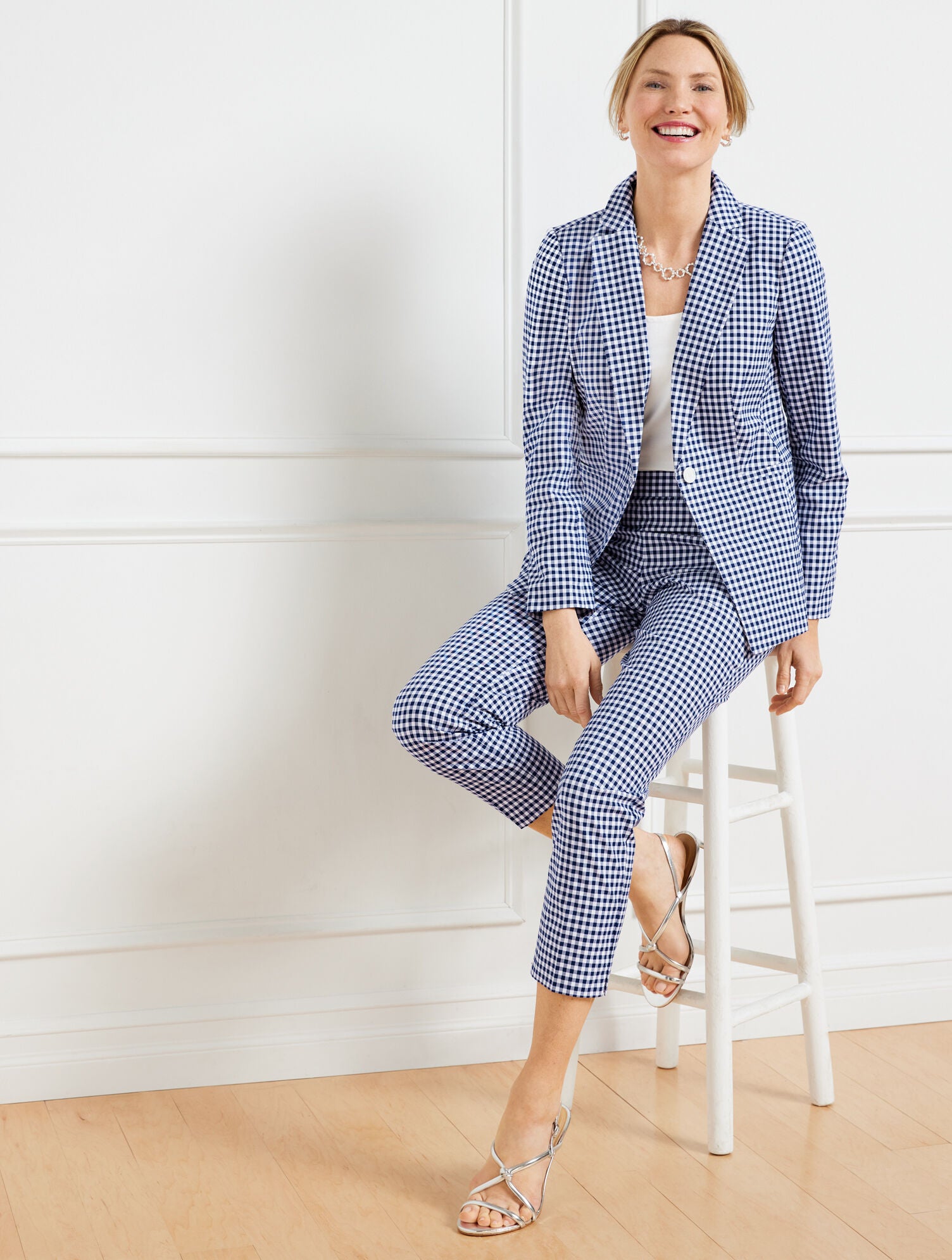 INDIA INK/WHITE BLAZER - PREPPY GINGHAM | Talbots online