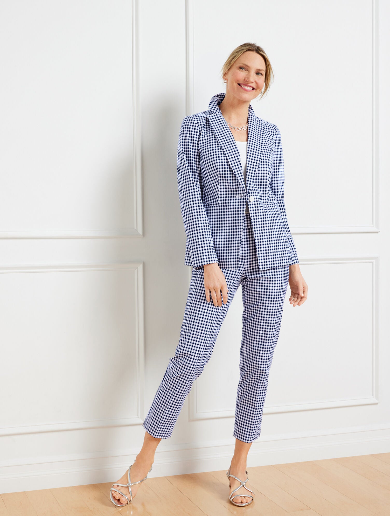 INDIA INK/WHITE BLAZER - PREPPY GINGHAM | Talbots online