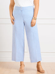 WHITE/BLUE IRIS PLUS EXCLUSIVE WIDE LEG CROP PANTS - SUNSET STRIPE | Talbots near me