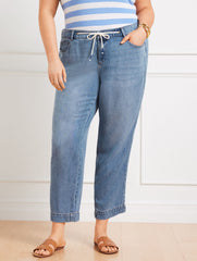 WAVERLY WASH SUMMERWEIGHT DRAWSTRING ANKLE JEANS - WAVERLY WASH | Talbots on sale