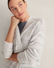 WHITE/IRIS ORGANIC COTTON SPACEDYE CARDIGAN | Talbots discount
