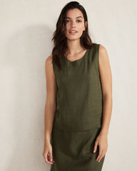 OLIVE|SIENNA LINEN SLEEVELESS TOP | Talbots sale
