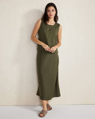 OLIVE|SIENNA LINEN SLEEVELESS TOP | Talbots sale
