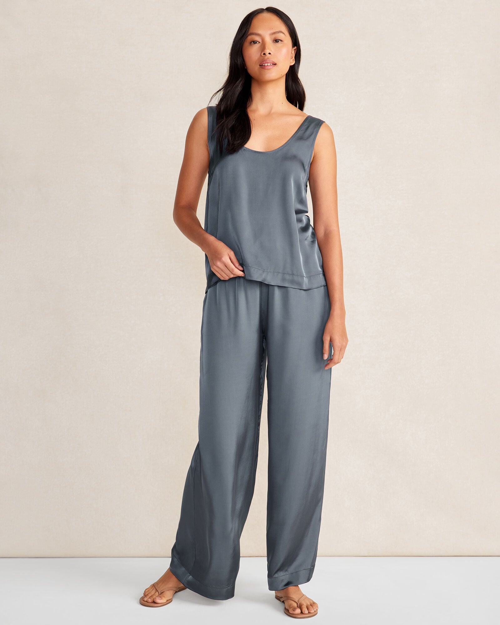 BLACK SILKY SCOOP NECK TANK | Talbots online