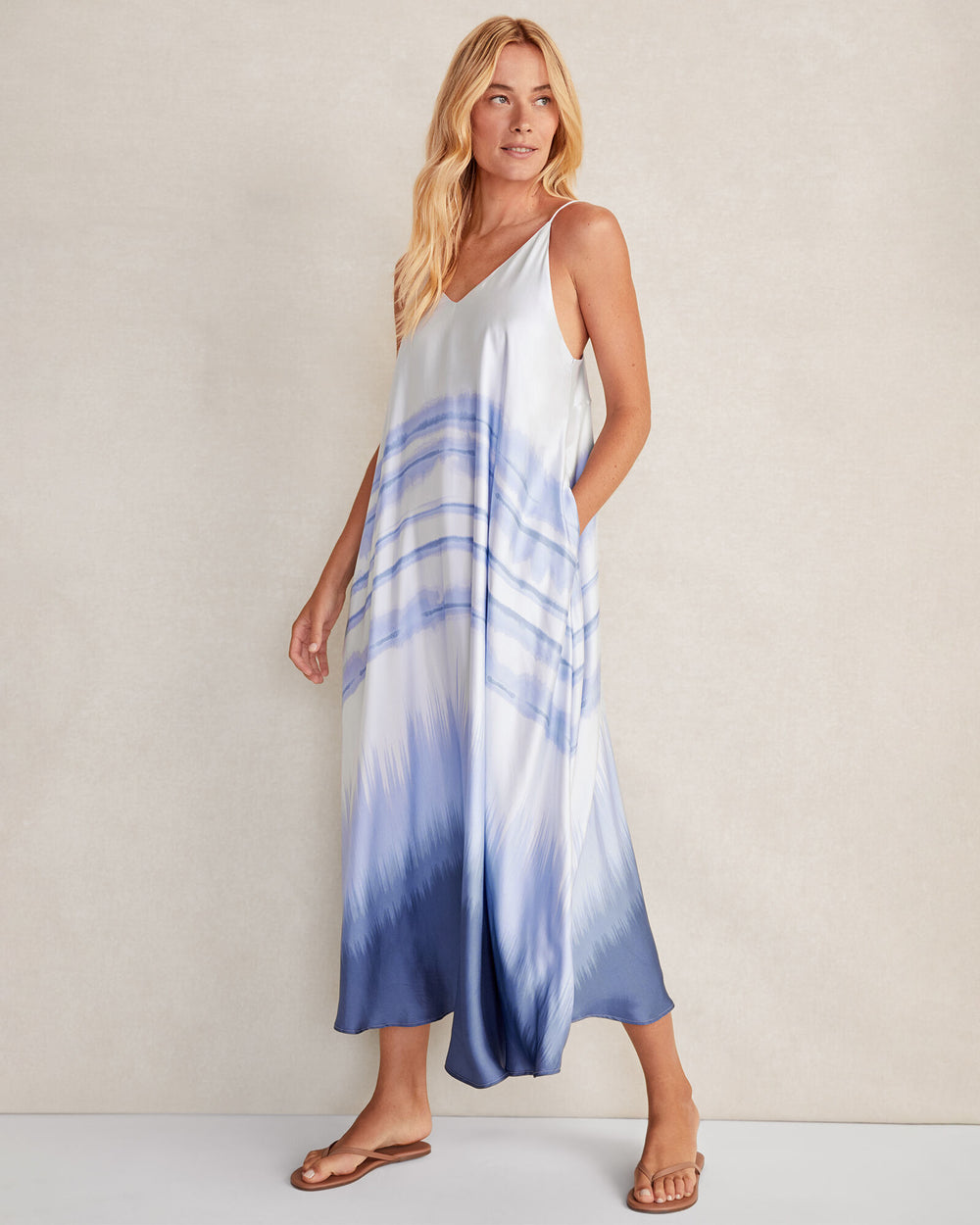 IRIS TONAL SILKY DIP DYE MAXI DRESS | Talbots discount