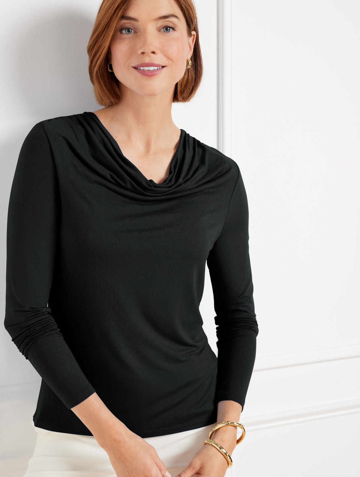 TALBOTS BLACK COWL-NECK TOP | Talbots discount