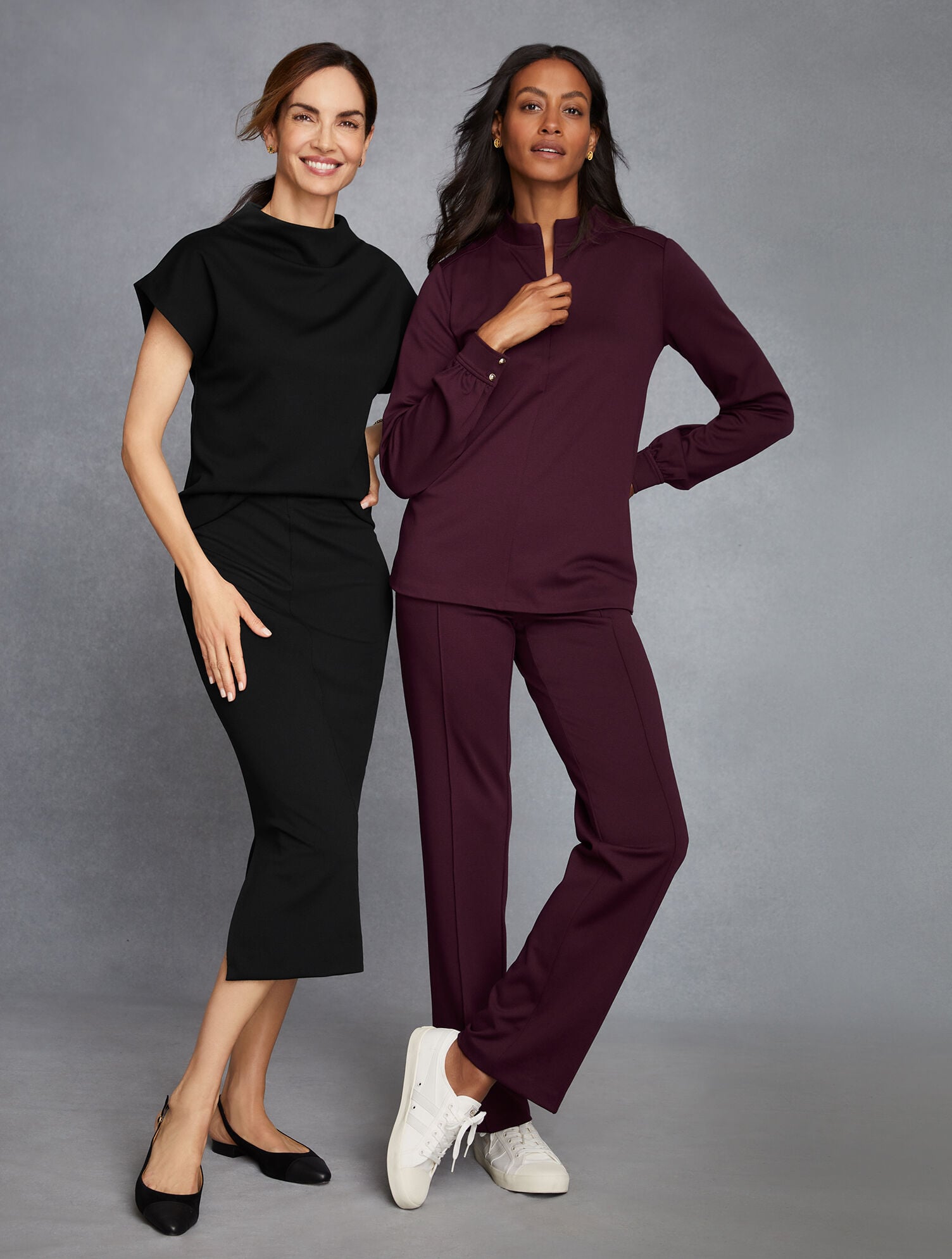 BLACK|COFFEE BEAN|INDIGO PASSPORT PONTE ZIP MOCKNECK PULLOVER | Talbots online