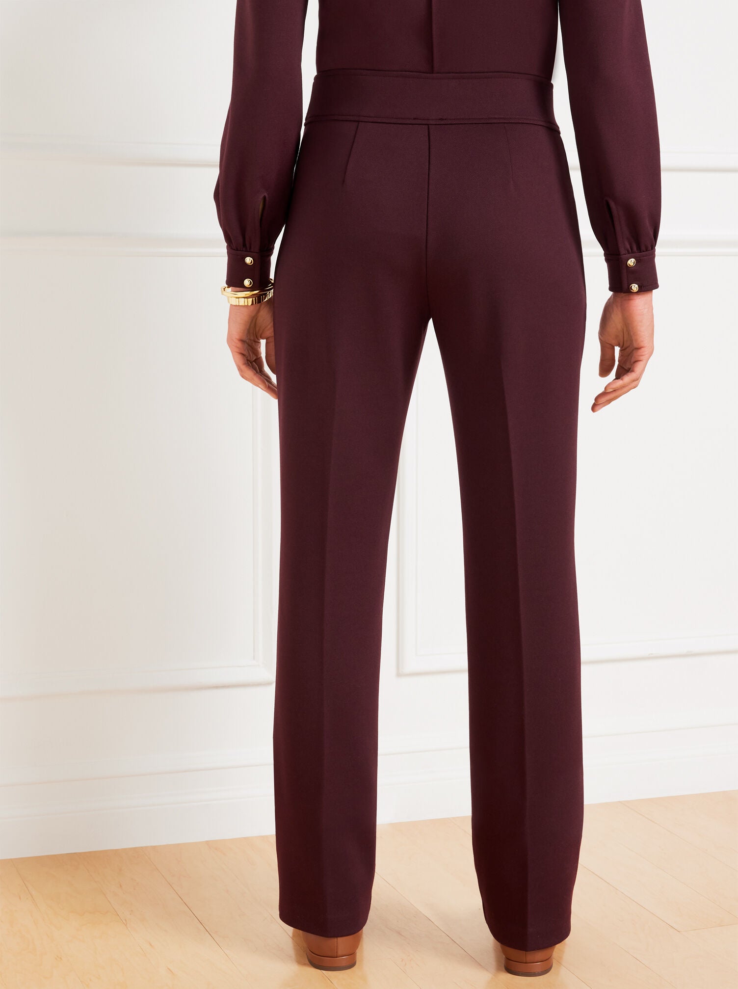 BLACK|COFFEE BEAN|PINE GROVE PASSPORT PONTE PINTUCK STRAIGHT LEG PANTS | Talbots near me