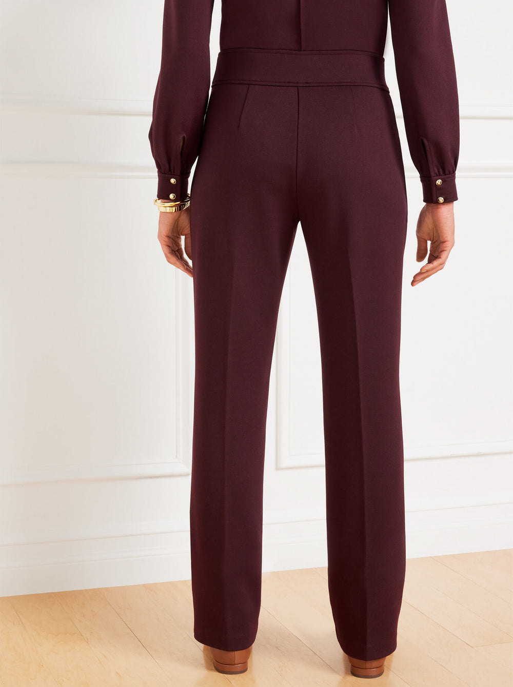 BLACK|COFFEE BEAN|PINE GROVE PASSPORT PONTE PINTUCK STRAIGHT LEG PANTS | Talbots near me