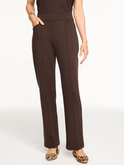BLACK|COFFEE BEAN|PINE GROVE PASSPORT PONTE PINTUCK STRAIGHT LEG PANTS | Talbots near me