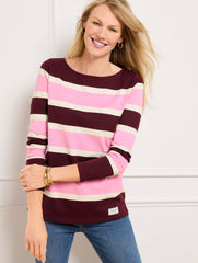 RICH BURGANDY/IVORY AUTHENTIC TALBOTS TEE - FLORENCE STRIPE | Talbots outlet