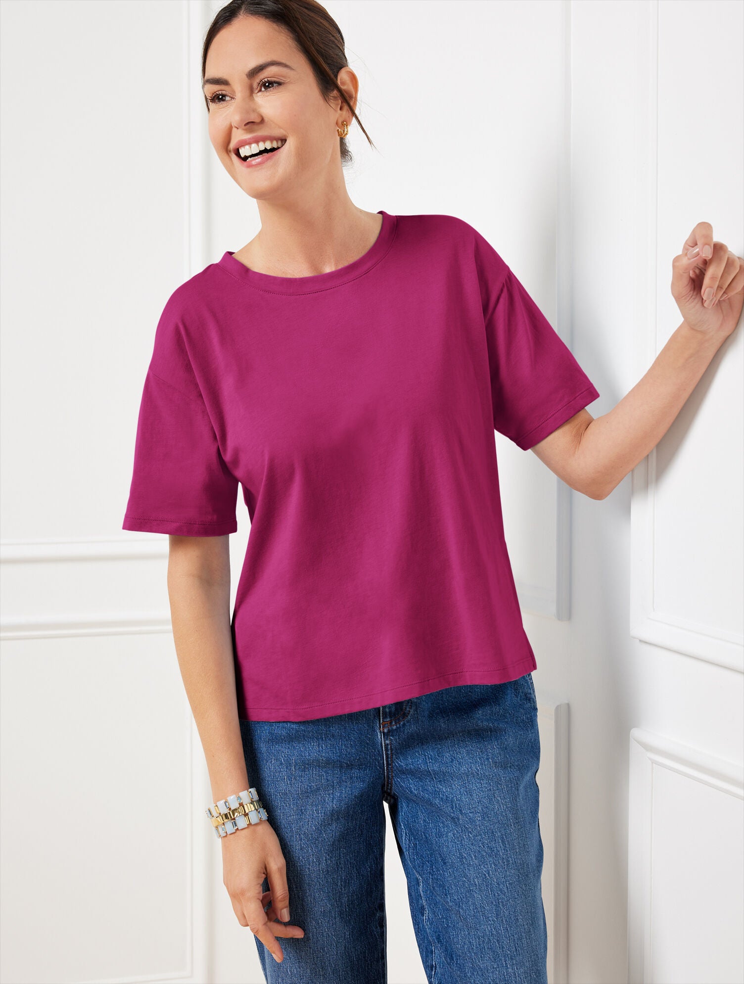 PLUMROSE BOXY CREWNECK TEE | Talbots near me
