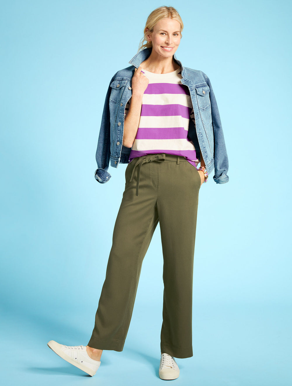 IVORY/PURPLE THISTLE BOXY CREWNECK TEE - MIXED STRIPE | Talbots discount