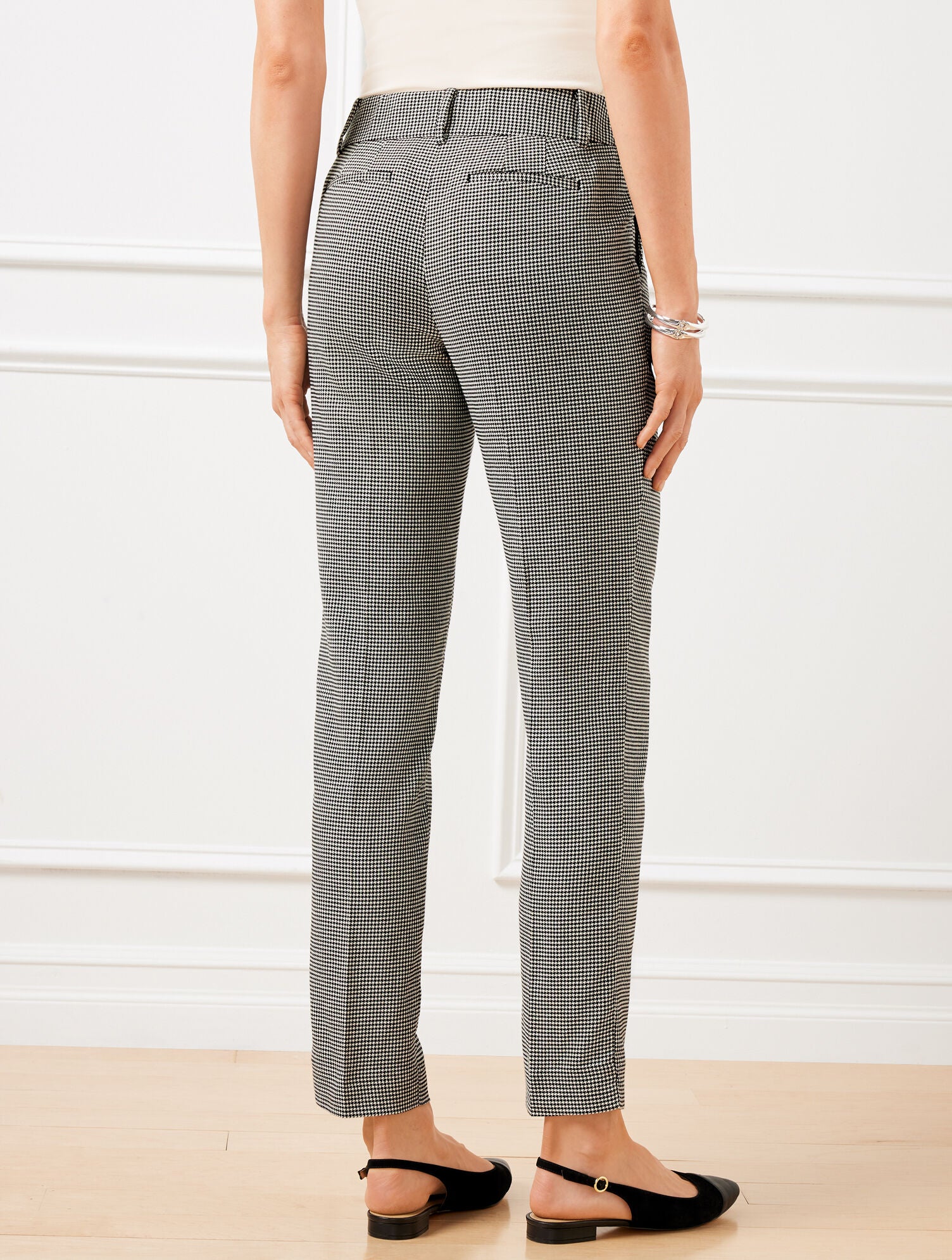 BLACK/IVORY TALBOTS HAMPSHIRE STRAIGHT ANKLE PANTS - HARVEST HOUNDSTOOTH | Talbots near me