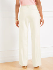 IVORY TEXTURED COTTON WIDE LEG PANTS | Talbots for sale