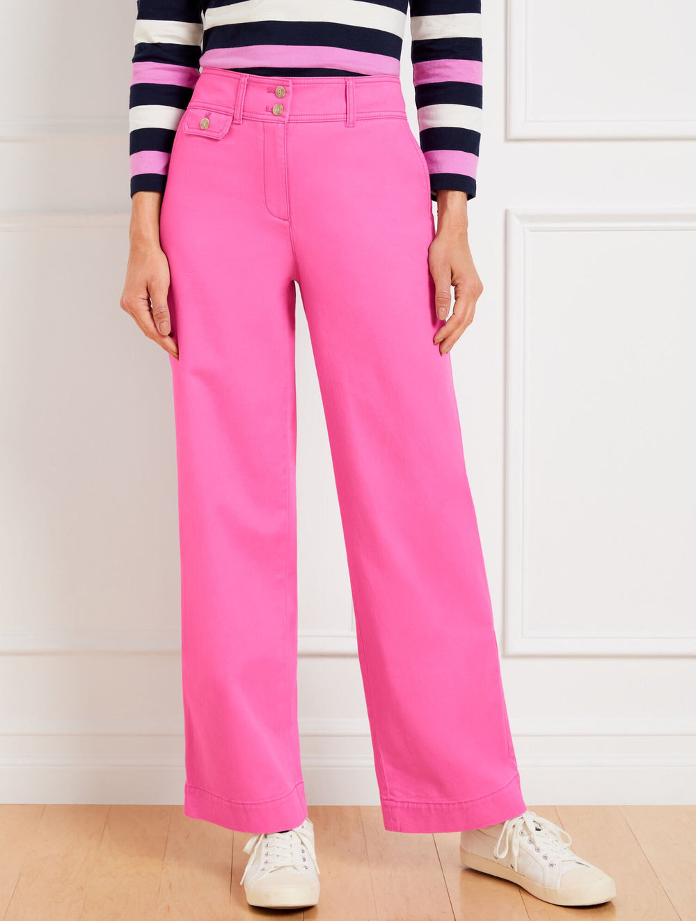 FRAISE PINK TWILL WIDE LEG PANTS | Talbots for sale