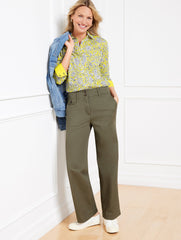FRAISE PINK TWILL WIDE LEG PANTS | Talbots for sale