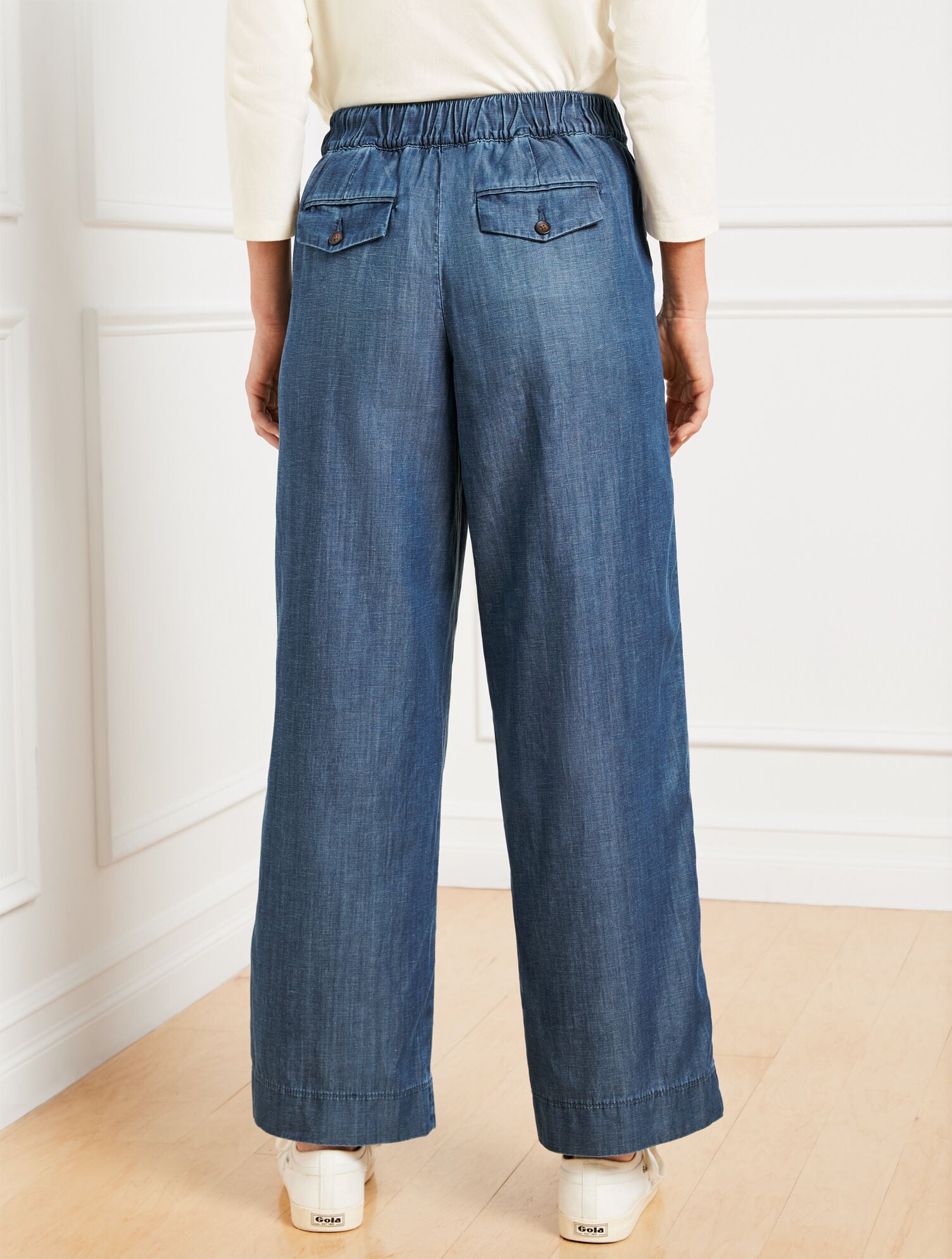 KALI BELTED WIDE ANKLE PANTS - KALI WASH | Talbots on sale
