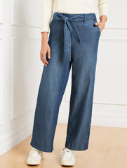 KALI BELTED WIDE ANKLE PANTS - KALI WASH | Talbots on sale
