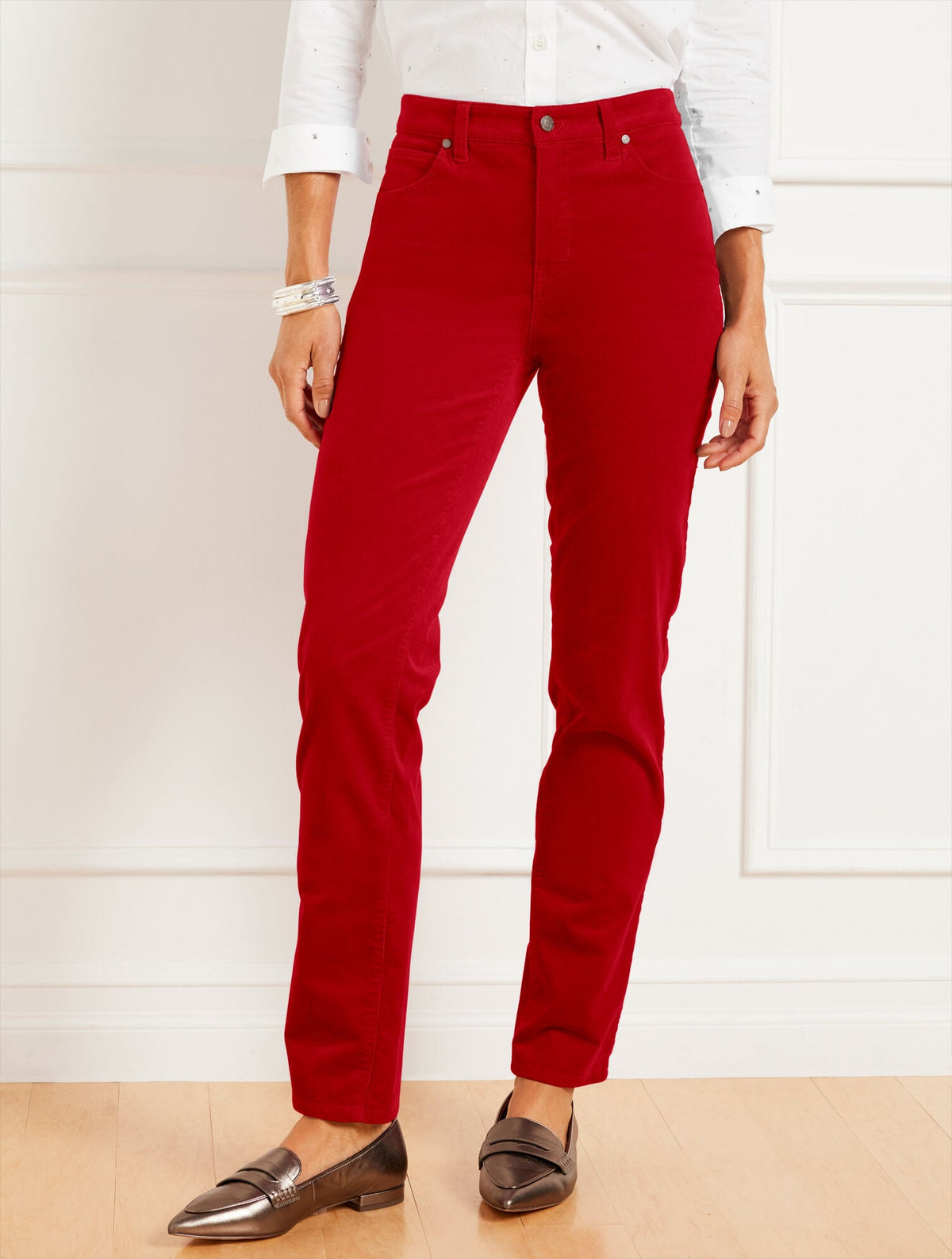 CLASSIC RED STRETCH CORDUROY STRAIGHT LEG PANTS - SOLIDS | Talbots online