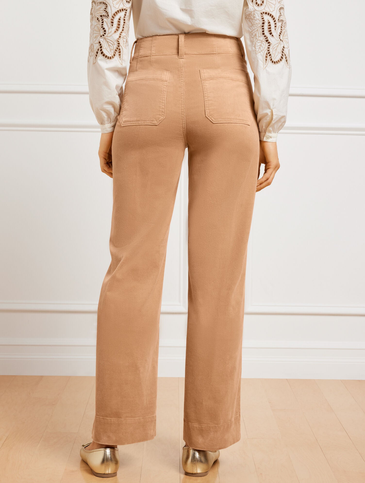 TOASTED COCONUT STRETCH CORDUROY WIDE LEG PANTS | Talbots sale
