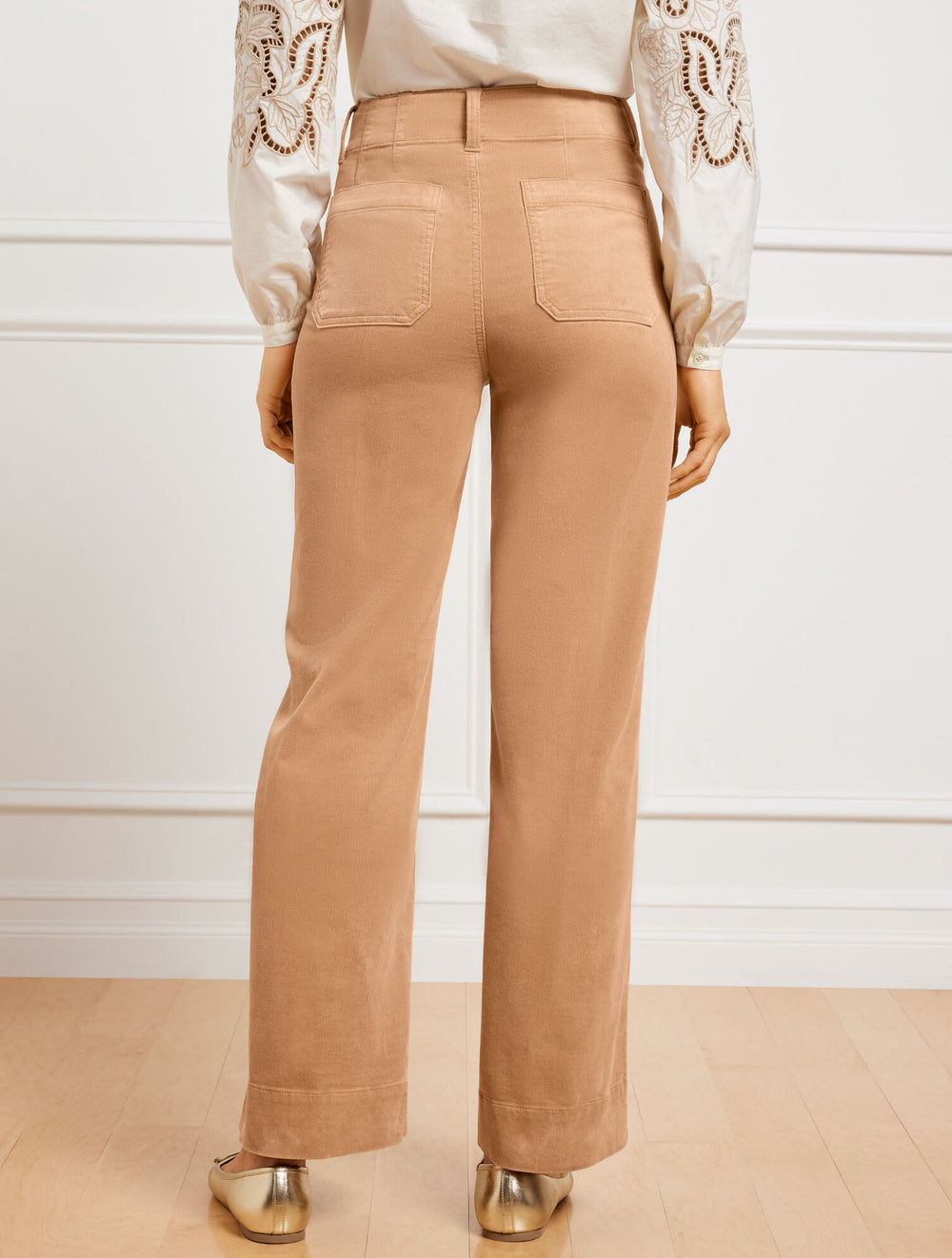 TOASTED COCONUT STRETCH CORDUROY WIDE LEG PANTS | Talbots sale