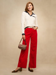 TOASTED COCONUT STRETCH CORDUROY WIDE LEG PANTS | Talbots sale