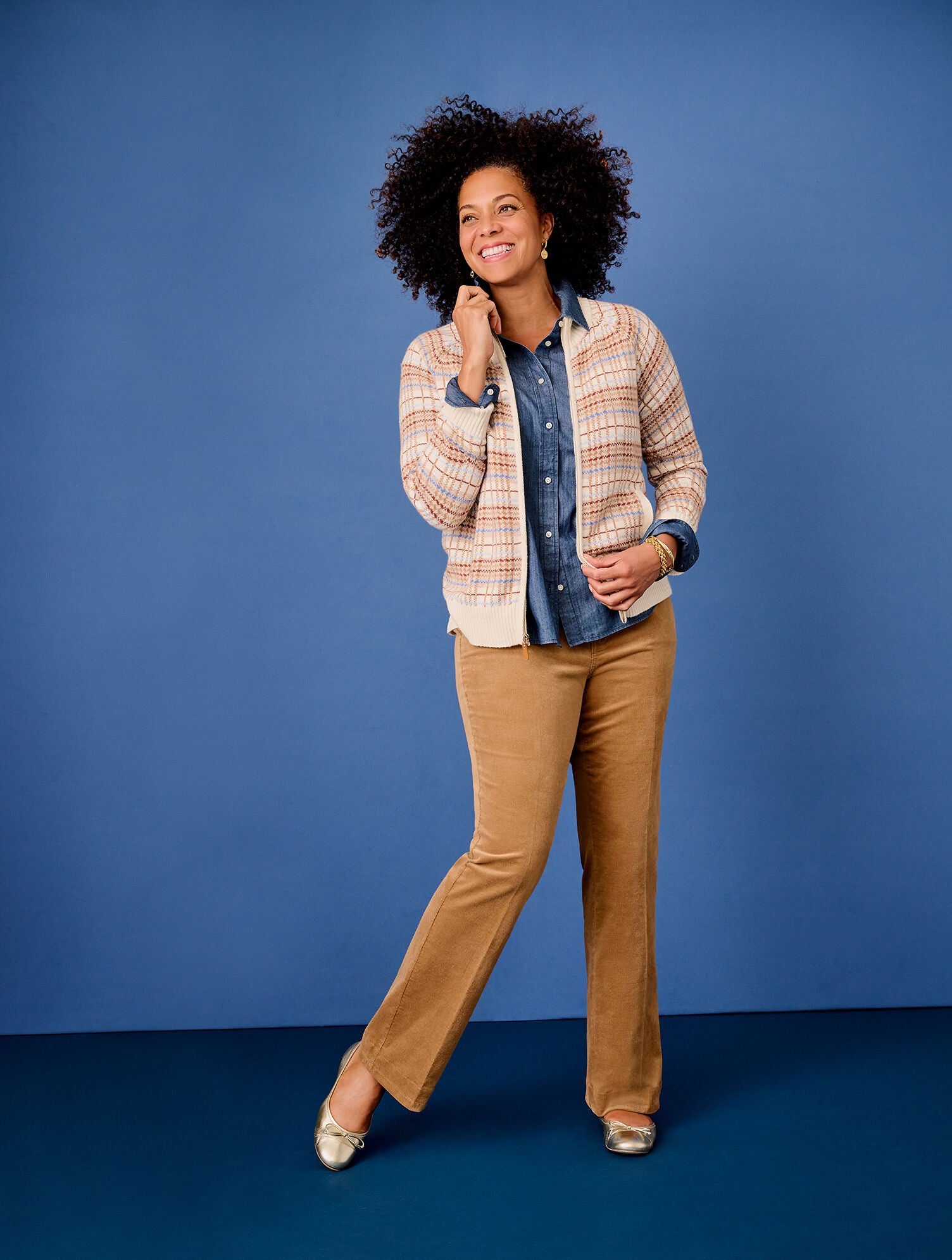 ALMOND BUFF STRETCH CORDUROY FLARE LEG PANTS | Talbots on sale