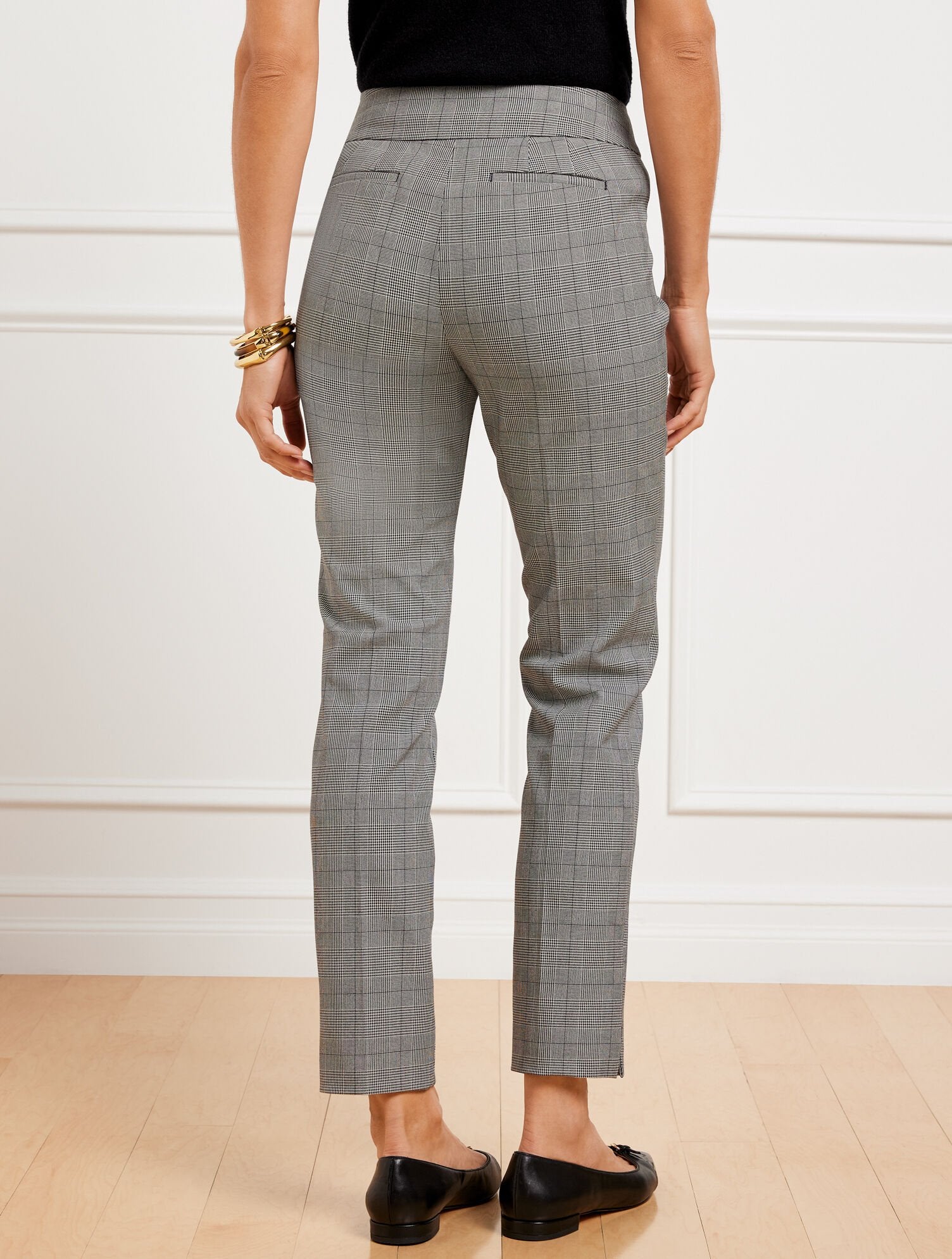 IVORY/BLACK TALBOTS CHATHAM SLIM ANKLE PANTS - GLEN PLAID | Talbots near me