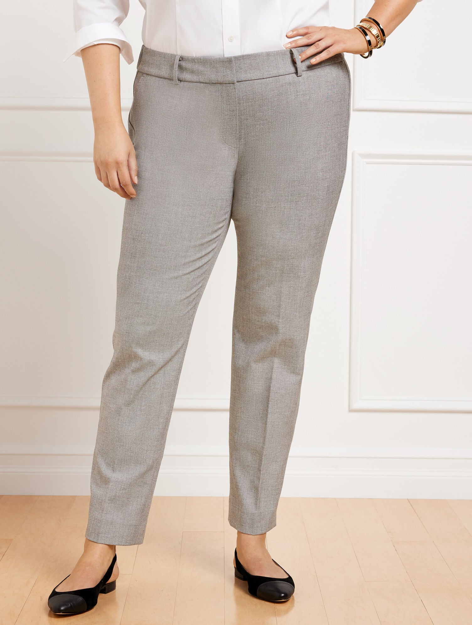 BLACK/IVORY TALBOTS HAMPSHIRE STRAIGHT ANKLE PANTS - TEXTURED | Talbots US