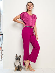 BERRY TAILORED STRETCH SLIM WIDE ANKLE PANTS | Talbots outlet