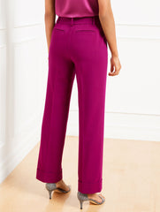 BERRY TAILORED STRETCH SLIM WIDE ANKLE PANTS | Talbots outlet