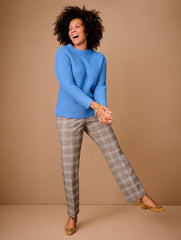 GINGER/BLUE WAVE MULTI TALBOTS SOUTHAMPTON STRAIGHT LEG PANTS - GLEN PLAID | Talbots discount