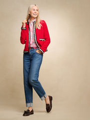RUBY RED FRINGE STRIPE TWEED JACKET | Talbots near me