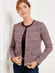 RICH BURGUNDY MULTI SHETLAND CROP JACKET - AUTUMN PLAID | Talbots online