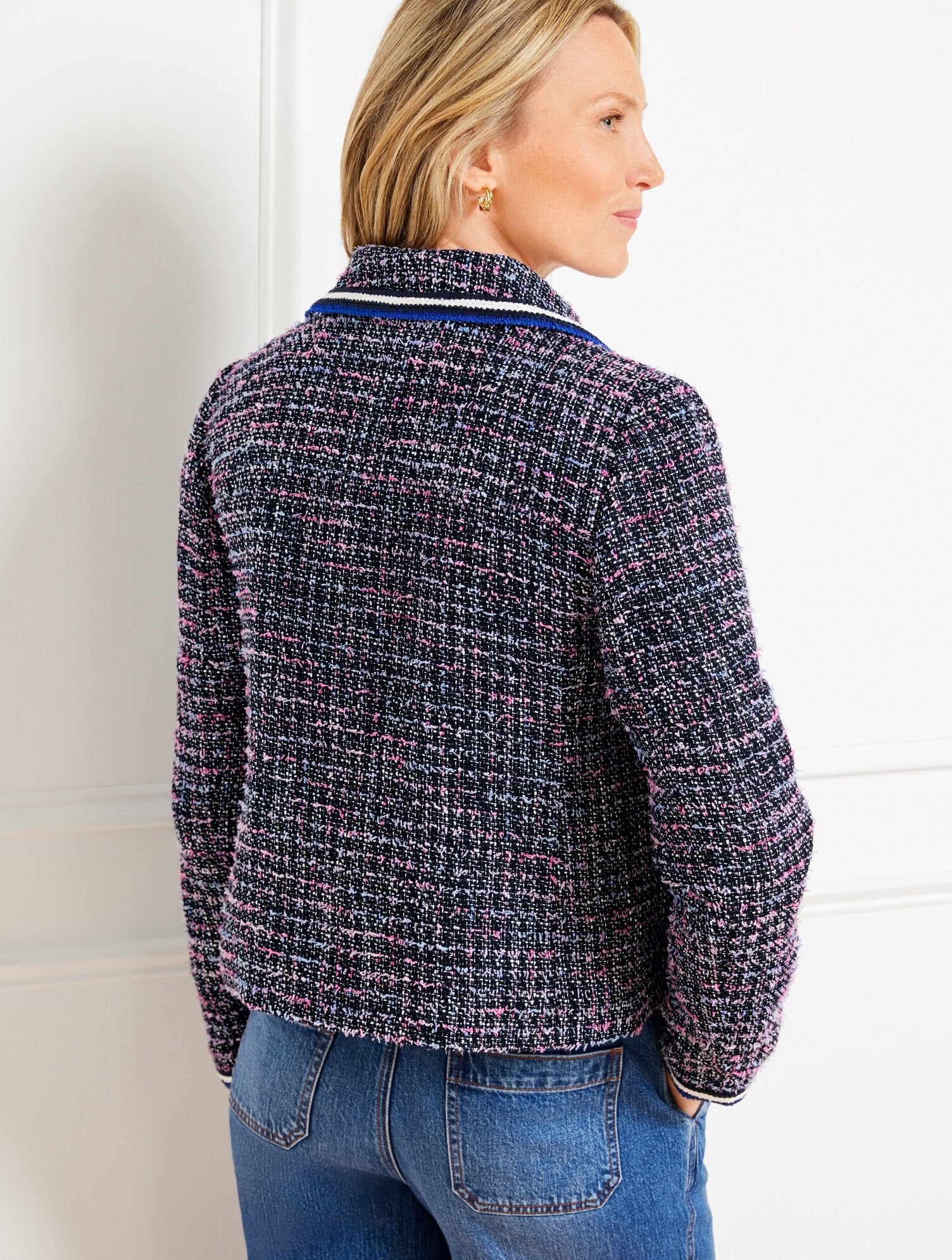 NAVY/WHITE MULTI BREEZE TWEED JACKET | Talbots US